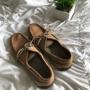 sperry top-siders in the medium tan shade
